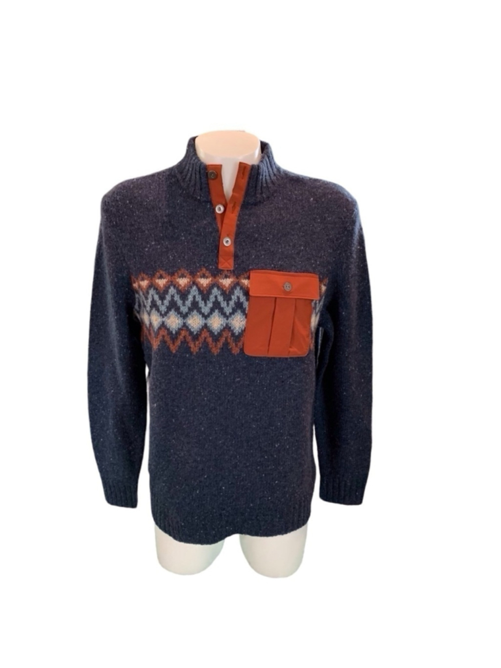 Smartwool mens heavy Henley sweater navy size xl